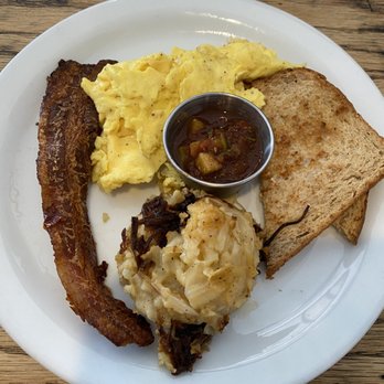 Phoebe's Diner signature dishes Badass Bacon & Eggs, Phoebe's Benedict, Smoked Brisket Burrito.